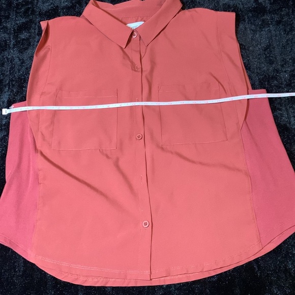 Women's Evereve Scout Button Down Sleeveless Blouse in Cinnamon Size L - Picture 7 of 10